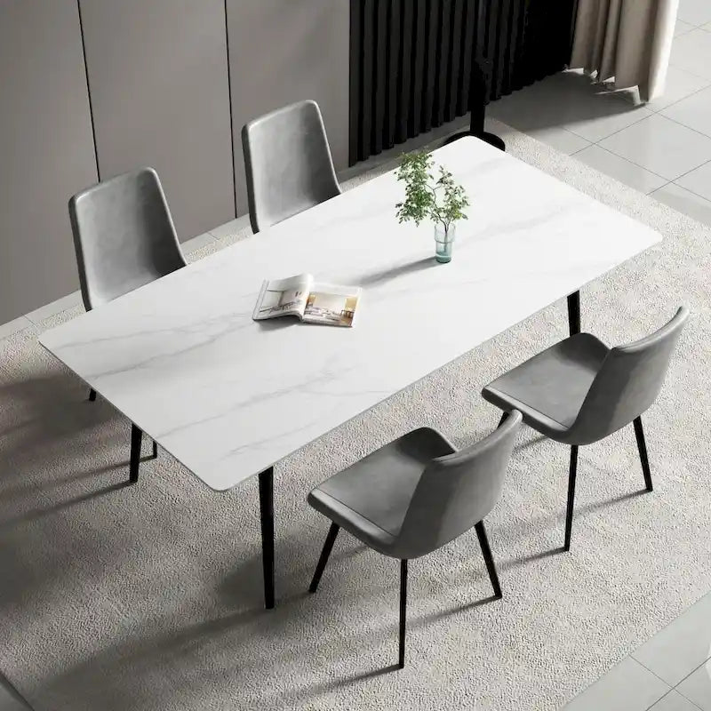 Tavolo da pranzo rettangolare 70,8 con piano in pietra