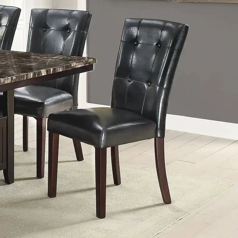 Sedia da pranzo rivestita in pelle, set da 2 pezzi