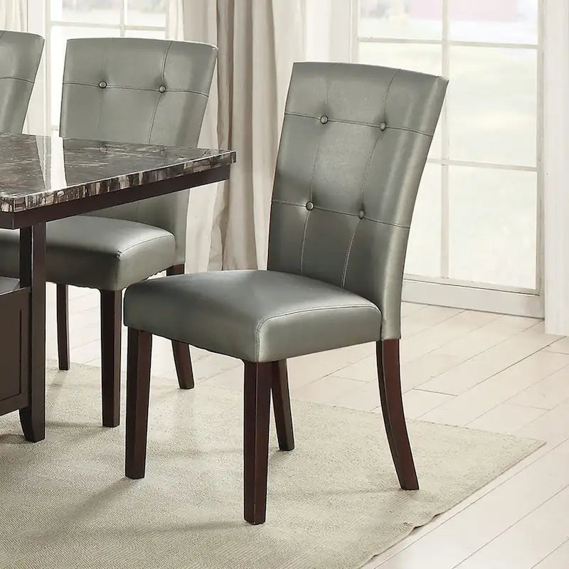 Sedia da pranzo rivestita in pelle, set da 2 pezzi
