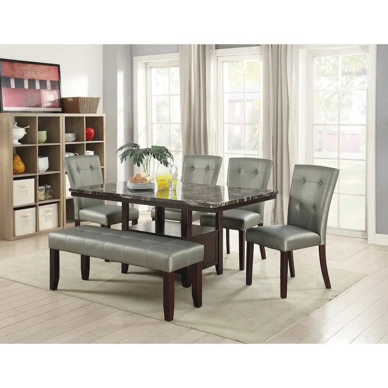 Sedia da pranzo rivestita in pelle, set da 2 pezzi