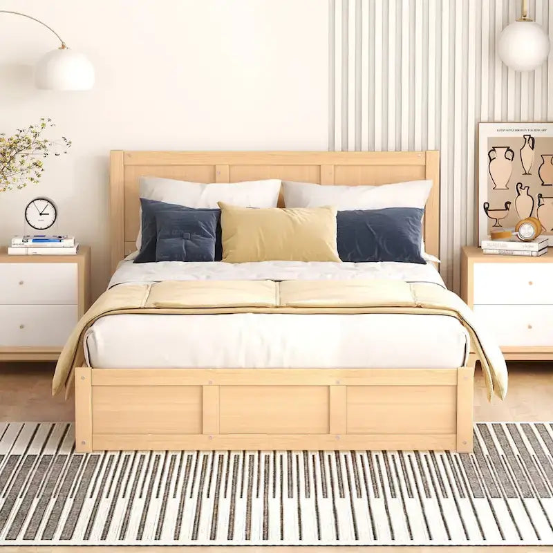 Letto a piattaforma in legno con contenitore sottostante e 2 cassetti
