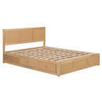 Letto a piattaforma in legno con contenitore sottostante e 2 cassetti