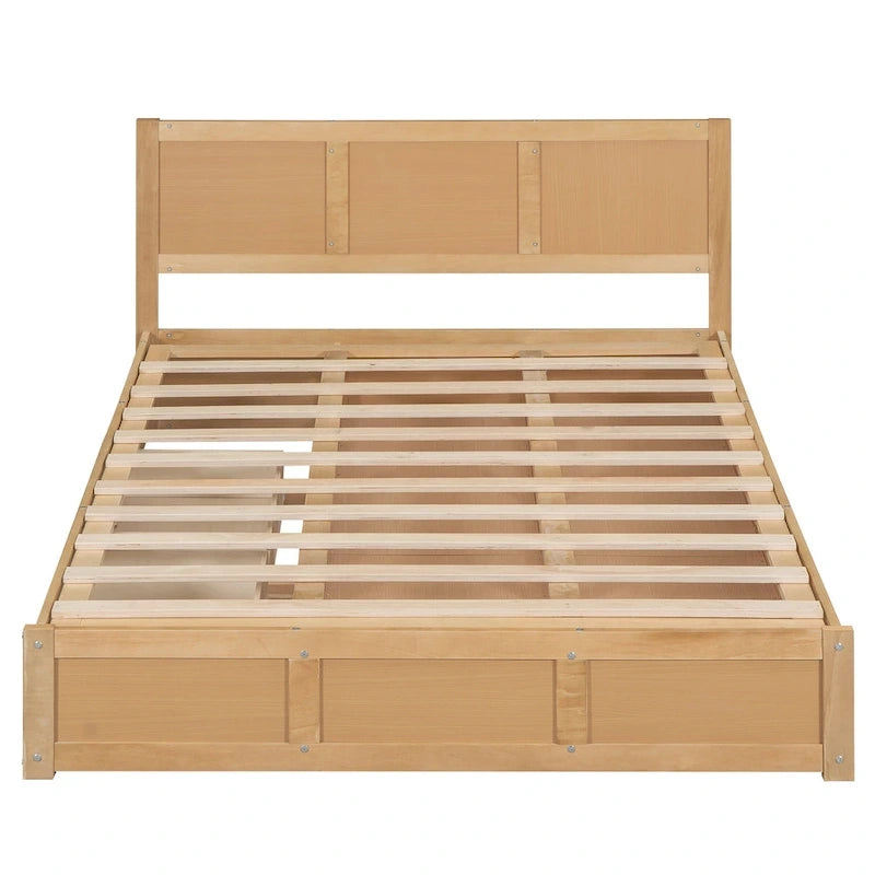 Letto a piattaforma in legno con contenitore sottostante e 2 cassetti