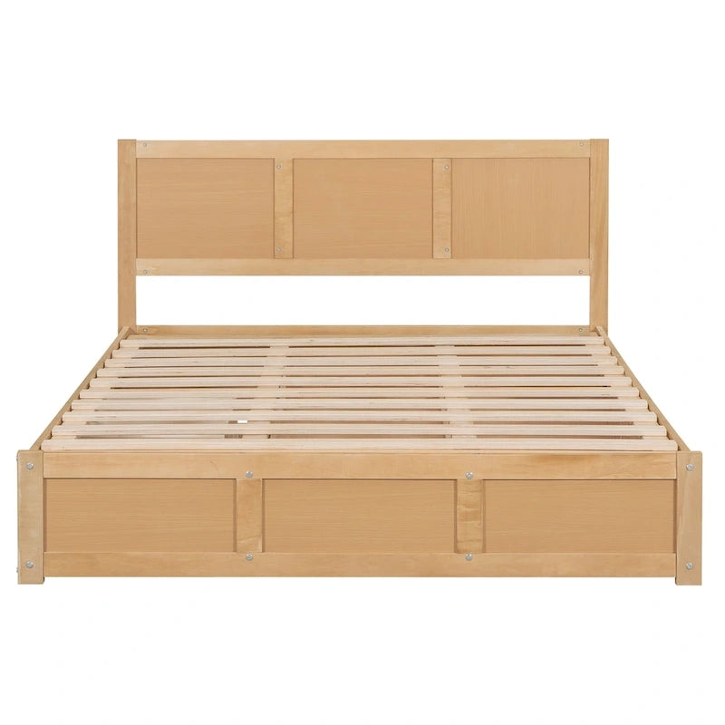 Letto a piattaforma in legno con contenitore sottostante e 2 cassetti