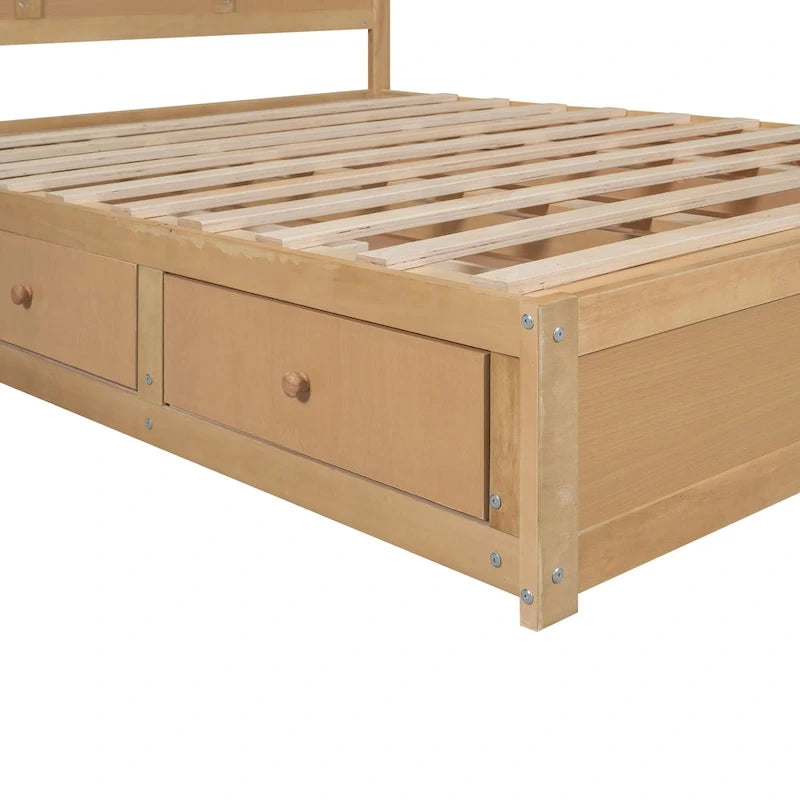 Letto a piattaforma in legno con contenitore sottostante e 2 cassetti
