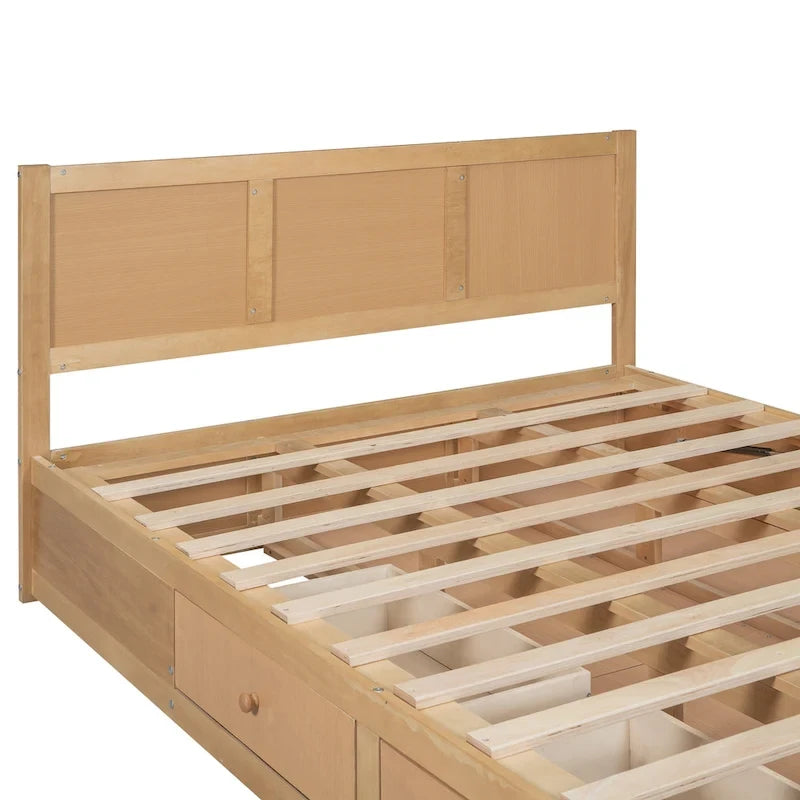 Letto a piattaforma in legno con contenitore sottostante e 2 cassetti