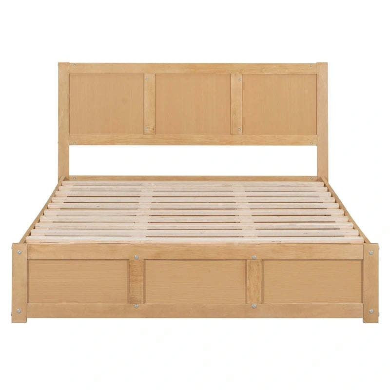Letto a piattaforma in legno con contenitore sottostante e 2 cassetti