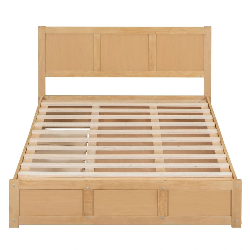 Letto a piattaforma in legno con contenitore sottostante e 2 cassetti