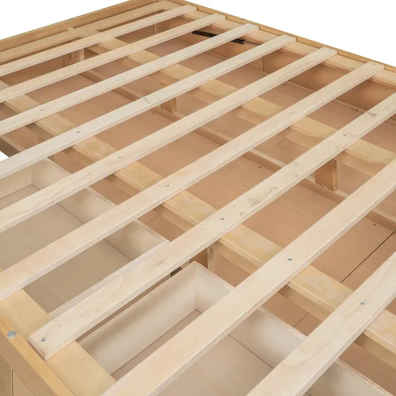 Letto a piattaforma in legno con contenitore sottostante e 2 cassetti