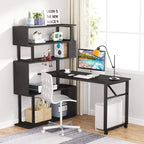 Scrivania a L Girevole con Libreria Portaoggetti per Home Office