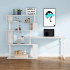 Scrivania a L Girevole con Libreria Portaoggetti per Home Office