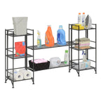 Scaffali pieghevoli a 3 ripiani in metallo con set di 2 ripiani estensibili Deluxe