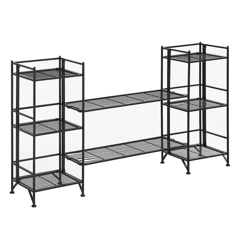 Scaffali pieghevoli a 3 ripiani in metallo con set di 2 ripiani estensibili Deluxe