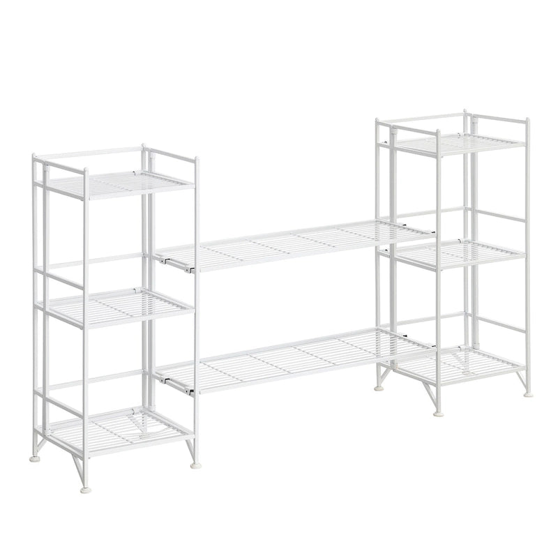 Scaffali pieghevoli a 3 ripiani in metallo con set di 2 ripiani estensibili Deluxe