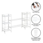 Scaffali pieghevoli a 3 ripiani in metallo con set di 2 ripiani estensibili Deluxe