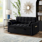 Sofá-cama de 2 lugares 4 em 1 com braços e bolsos de arrumação, sofá-cama extraível multifunções com encosto ajustável