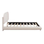 Letto imbottito a piattaforma, misura matrimoniale, in pile Teddy, con tessuto spesso, struttura solida e design elegante a forma curva, beige