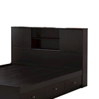 Twin Bookcase Headboard with 2 Sliding Doors, Red Cocoa