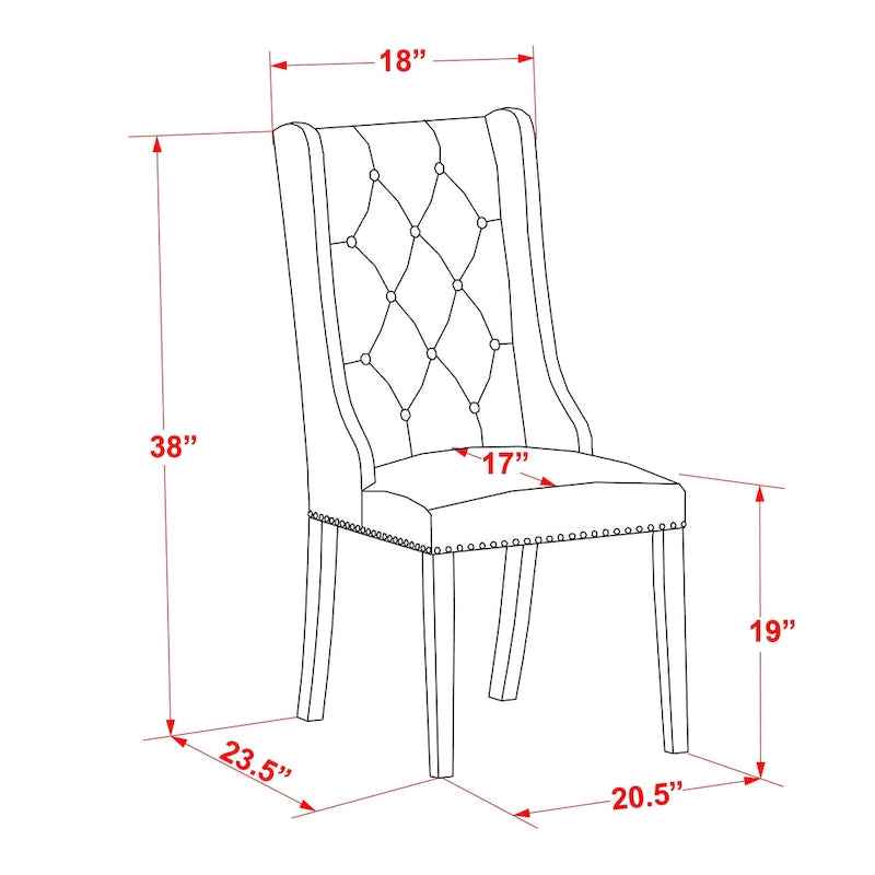 Sedie da Cucina Parson - Sedie da Pranzo Imbottite con Bottoni Capitonnè e Borchie, Set di 2, (Finitura e Rivestimento)
