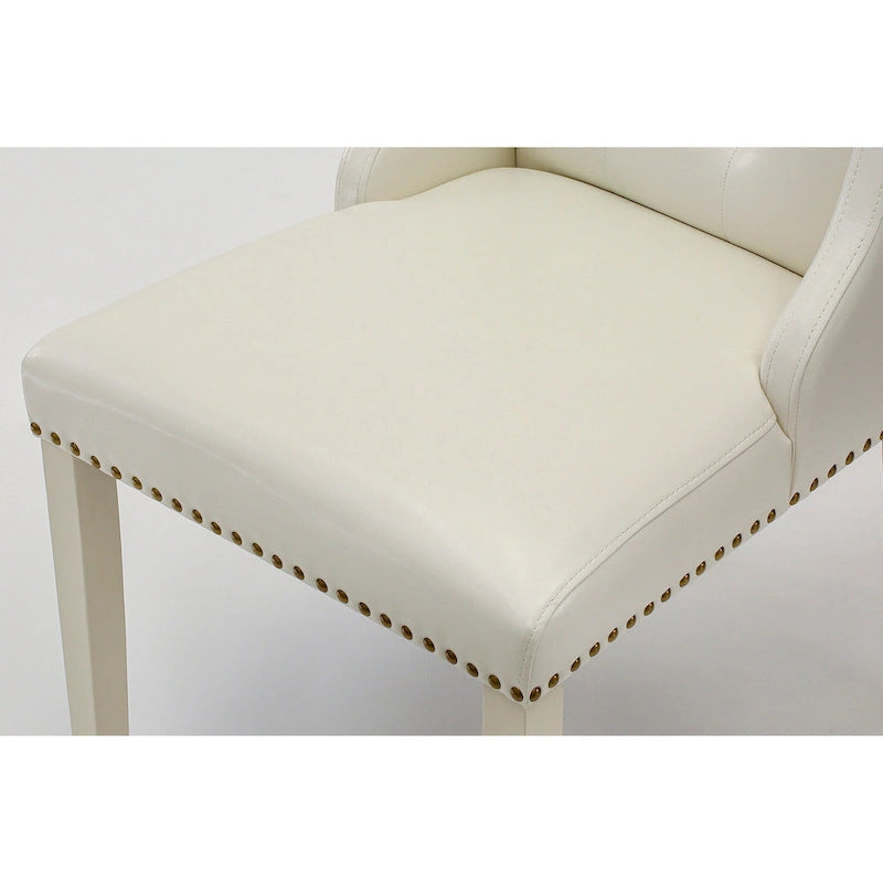 Sedie da Cucina Parson - Sedie da Pranzo Imbottite con Bottoni Capitonnè e Borchie, Set di 2, (Finitura e Rivestimento)