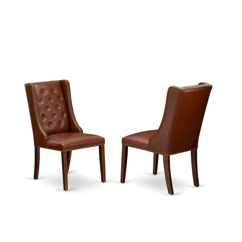Sedie da Cucina Parson - Sedie da Pranzo Imbottite con Bottoni Capitonnè e Borchie, Set di 2, (Finitura e Rivestimento)