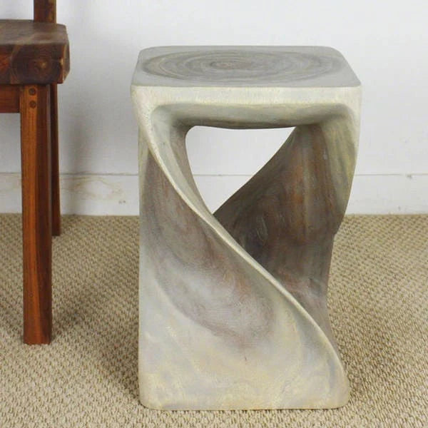 Sgabello Originale in Legno Twist 12 X 12 X 18 Pollici Olio Grigio - 12 x 12 x 18