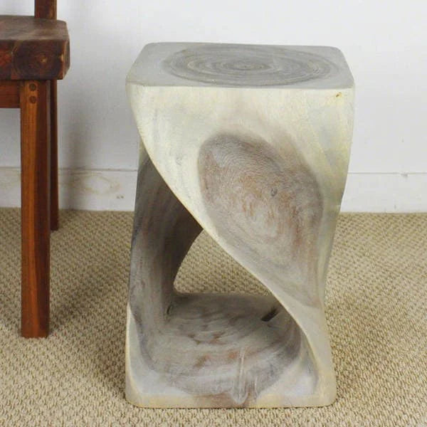 Sgabello Originale in Legno Twist 12 X 12 X 18 Pollici Olio Grigio - 12 x 12 x 18