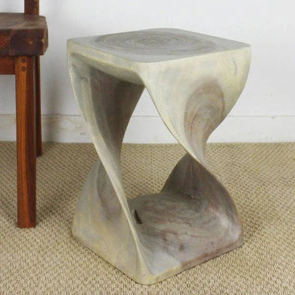 Sgabello Originale in Legno Twist 12 X 12 X 18 Pollici Olio Grigio - 12 x 12 x 18