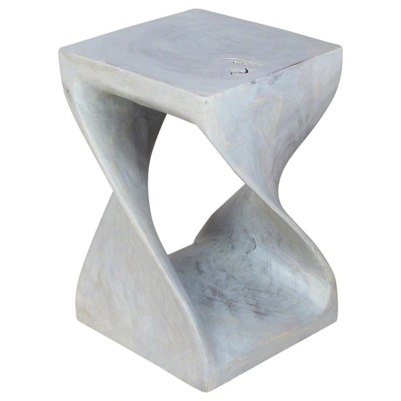 Sgabello Originale in Legno Twist 12 X 12 X 18 Pollici Olio Grigio - 12 x 12 x 18