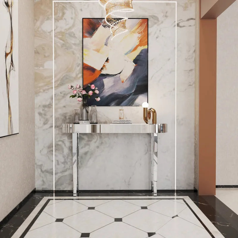 Consolle a Specchio, Tavolo d'Ingresso Argento - 120x32x80 cm