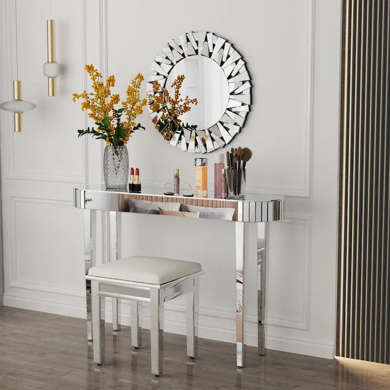 Consolle a Specchio, Tavolo d'Ingresso Argento - 120x32x80 cm