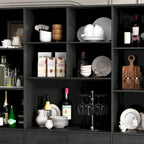 Libreria con 4 ante, 4 cassetti e ripiani, Nera - H 200 cm