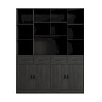Libreria con 4 ante, 4 cassetti e ripiani, Nera - H 200 cm