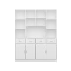 Libreria con 4 ante, 4 cassetti e ripiani, Nera - H 200 cm
