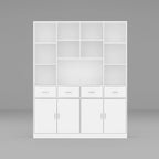 Libreria con 4 ante, 4 cassetti e ripiani, Nera - H 200 cm