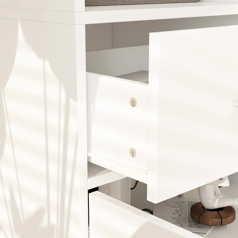 Libreria con 4 ante, 4 cassetti e ripiani, Nera - H 200 cm
