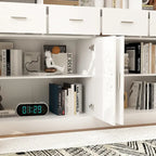 Libreria con 4 ante, 4 cassetti e ripiani, Nera - H 200 cm
