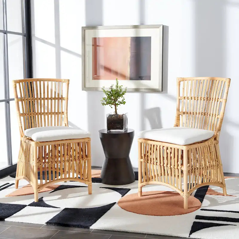 Sedia d'accento in rattan con cuscino (set da 2) - 19.7 L x 22.1 P x 35.4 A - 20Lx22Px35A