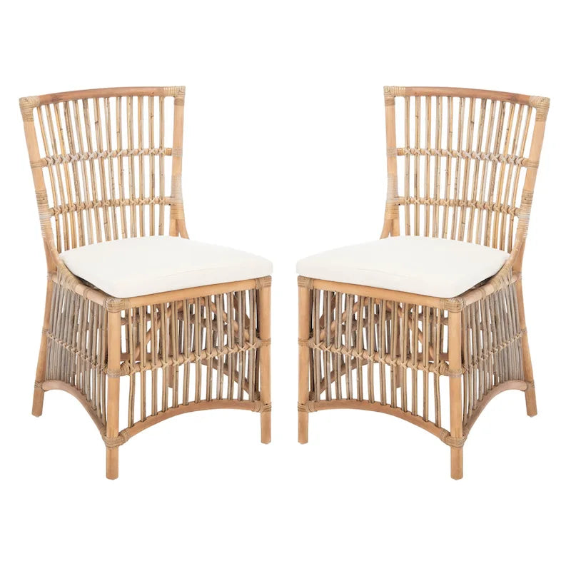 Sedia d'accento in rattan con cuscino (set da 2) - 19.7 L x 22.1 P x 35.4 A - 20Lx22Px35A