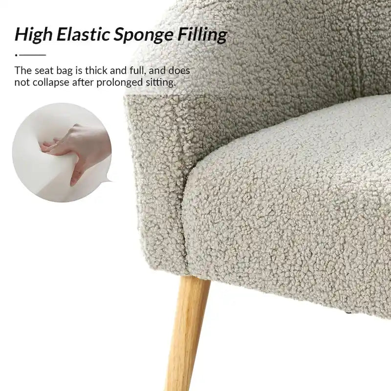 Nowoczesny fotel boucle Sheila 30 W z nogami z litego drewna, zestaw 2 szt., HULALA HOME