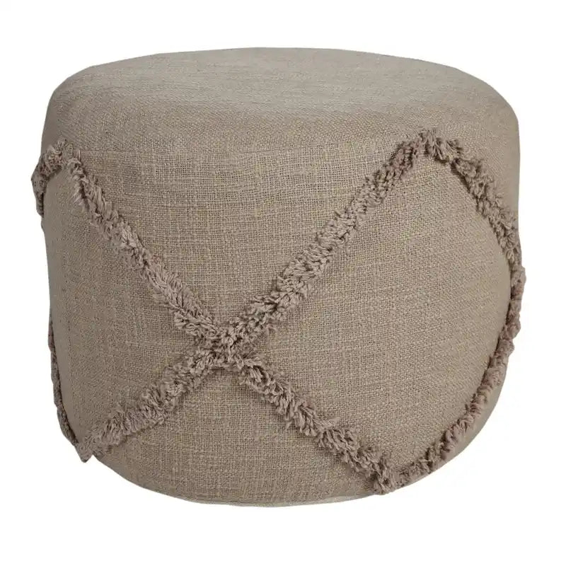 Pouf ottomano rotondo 18 Brown Solid Texture Diamond