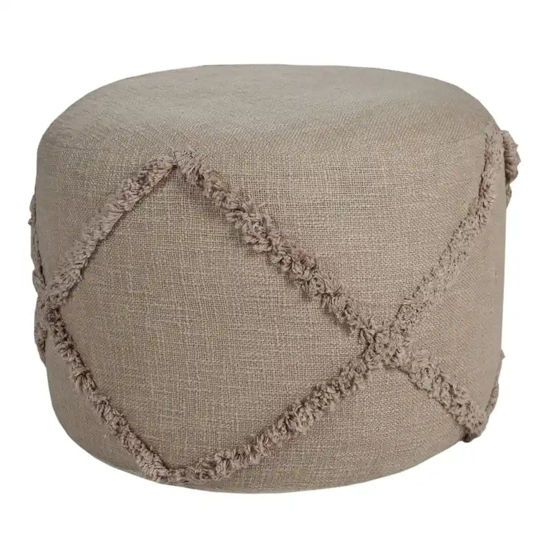 Pouf ottomano rotondo 18 Brown Solid Texture Diamond