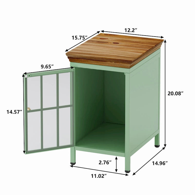 Comodino con Armadietto Contenitore e Piano in Legno Massello, 1 PEZZO/ 2 PEZZI