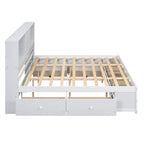 Letto Queen Size con Piattaforma e Testiera con Contenitore, e 8 Cassetti