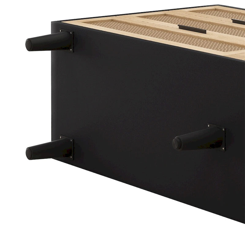 Mobile Contenitore in Rattan da 59" con 6 Cassetti e Gambe in Legno