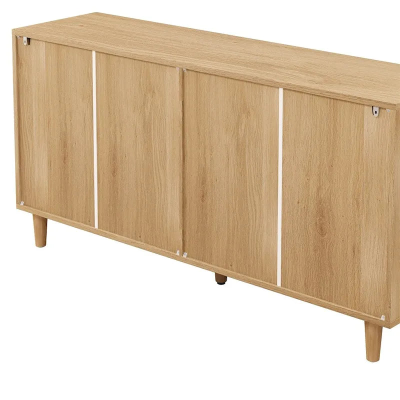 Mobile Contenitore in Rattan da 59" con 6 Cassetti e Gambe in Legno