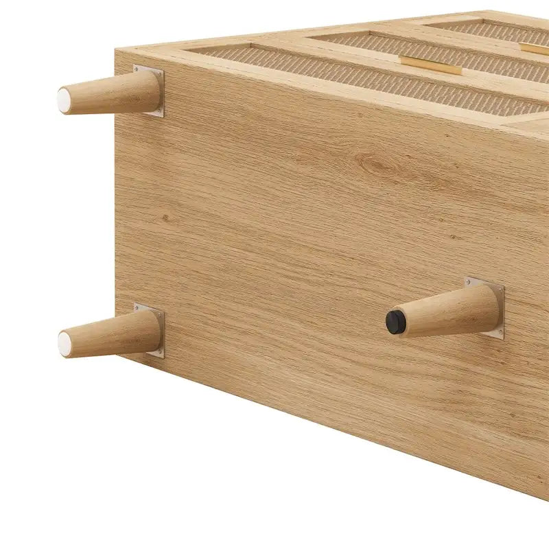 Mobile Contenitore in Rattan da 59" con 6 Cassetti e Gambe in Legno