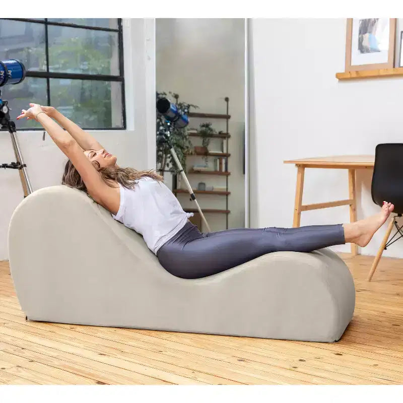 Elegantní lenoška Avana na jógu - vyrobeno v USA - skvělá na protahování, relaxaci, cvičení a další aktivity, 60D x 18W x 26H palců, světle šedá