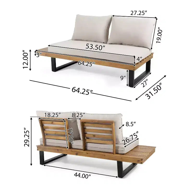 Ensemble de canapé d’extérieur modulable en L, ensemble de salon de patio, ensemble de sièges de jardin pour discuter avec table basse et coussins résistants à l’eau - ModernLuxe
