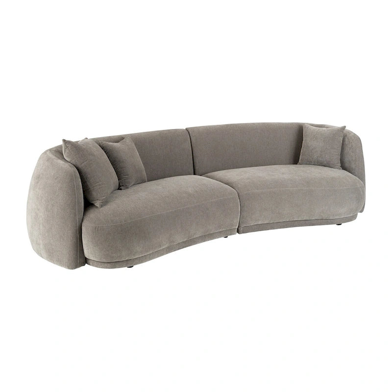 Divano Curvo Rettangolare Moderno Neutro a 4 Posti - 117 x 49 x 31